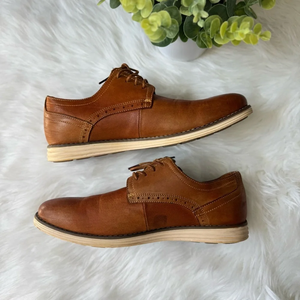 Vostey Tan Brown Leather‎ Oxfords Business Casual Dress Shoes for Men Size US9
